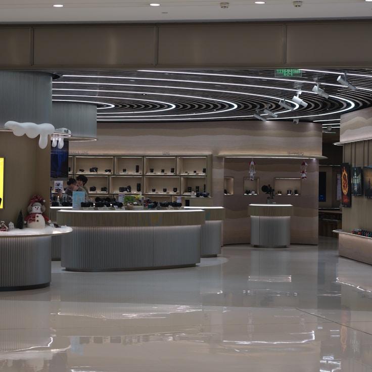 Shopping mall with wide corridors suitable for strollers